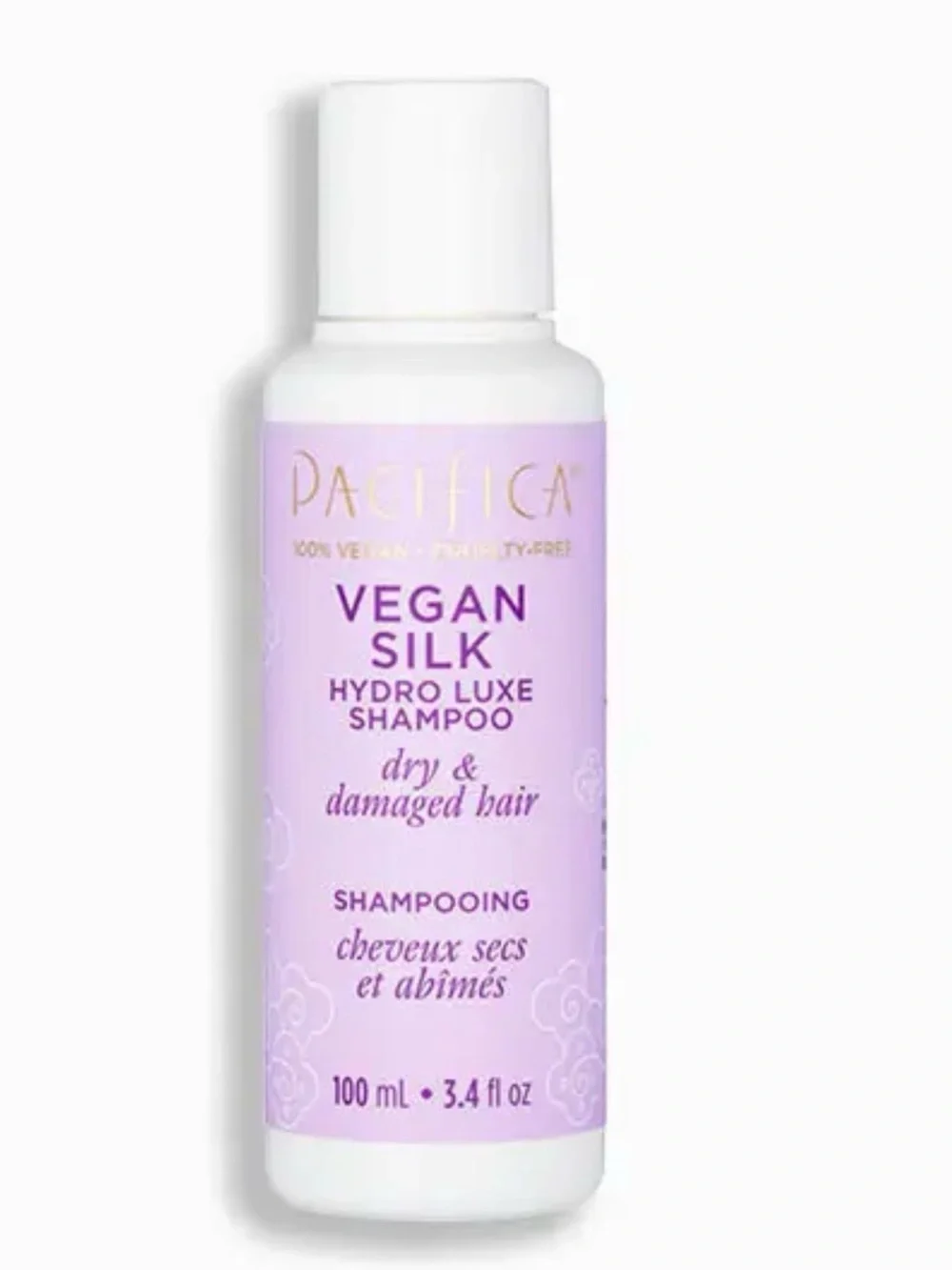 Pacifica Beauty Vegan Silk Hydro Luxe Shampoo in a 3.4 fl oz (100 mL) travel-si